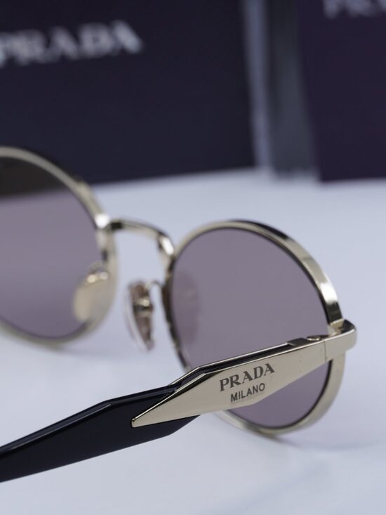 Prada PR65ZS ZVN20I Oval Sunglasses – Pale Gold\\Light Purple Brown main image 6